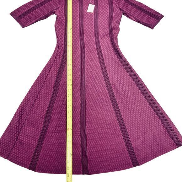 NWT Dressbarn Embroidered Sweater Dress XS Maroon Purple Stretch Minimalist Midi - Picture 9 of 14